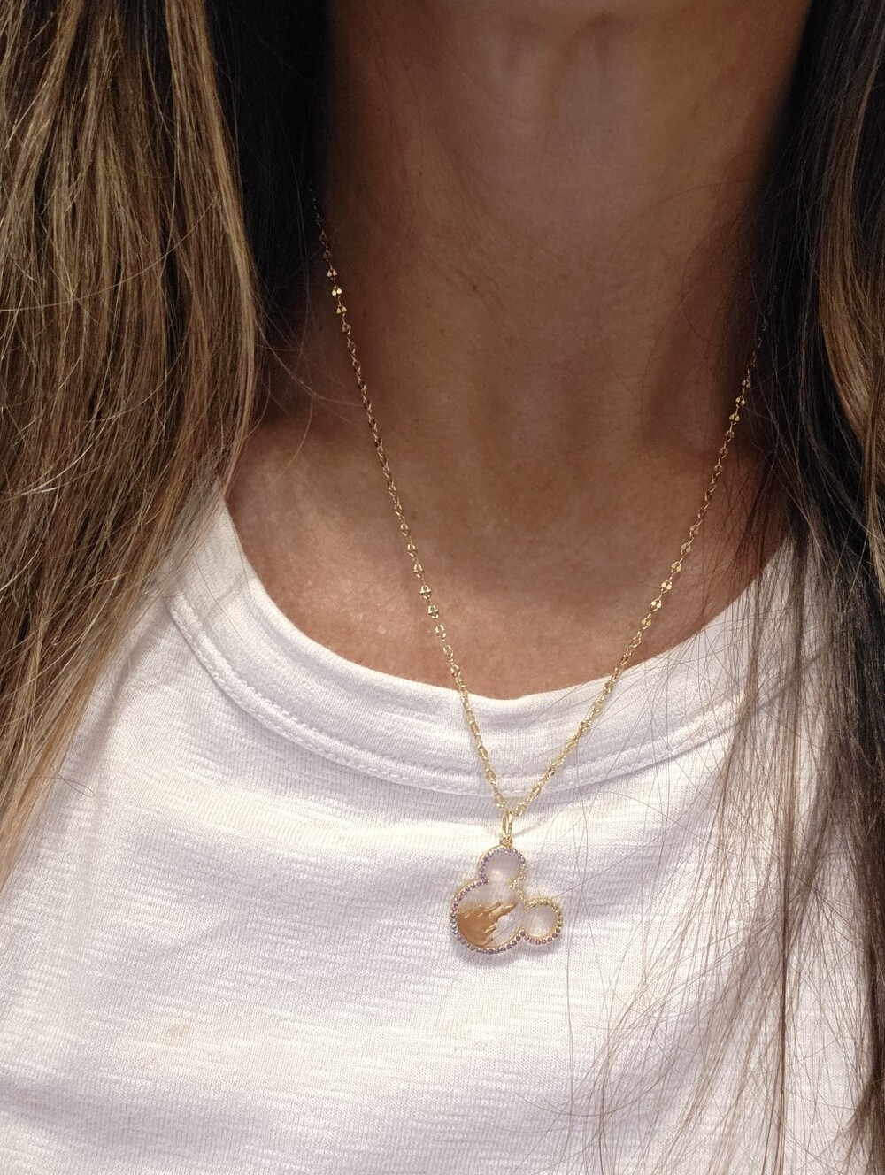 Castle and Mickey Icon Necklace | Gold | New